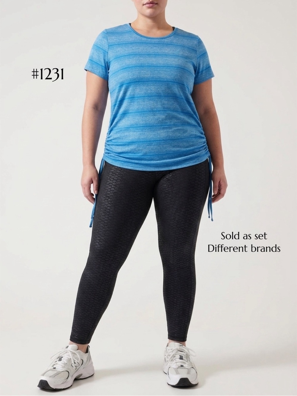 Buy 1 get 1 Plus-Size Black Textured atletic Leggings with Tuff atletic tops